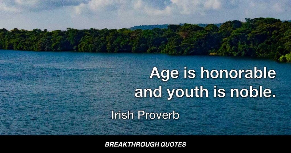 Age is honorable and youth is noble. — Irish Proverb