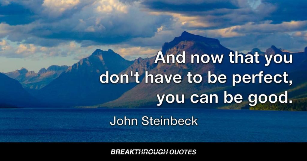 And now that you don't have to be perfect, you can be good. — John Steinbeck