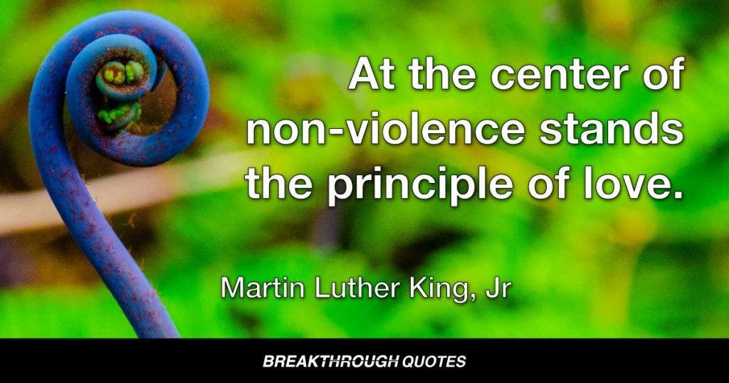 At the center of non-violence stands the principle of love. — Martin Luther King Jr.
