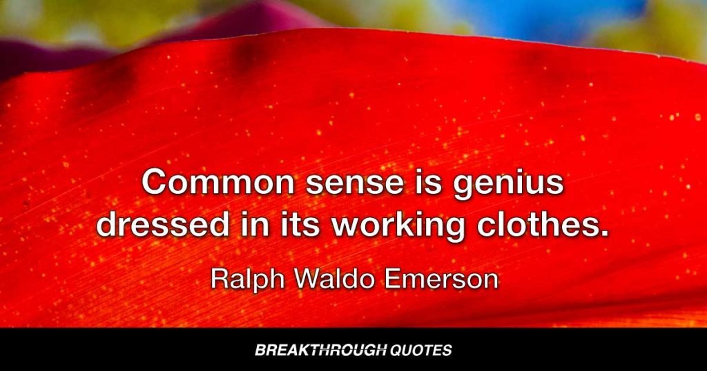 Common sense is genius dressed in its working clothes. — Ralph Waldo Emerson