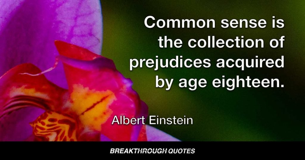 Common sense is the collection of prejudices acquired by age eighteen. — Albert Einstein