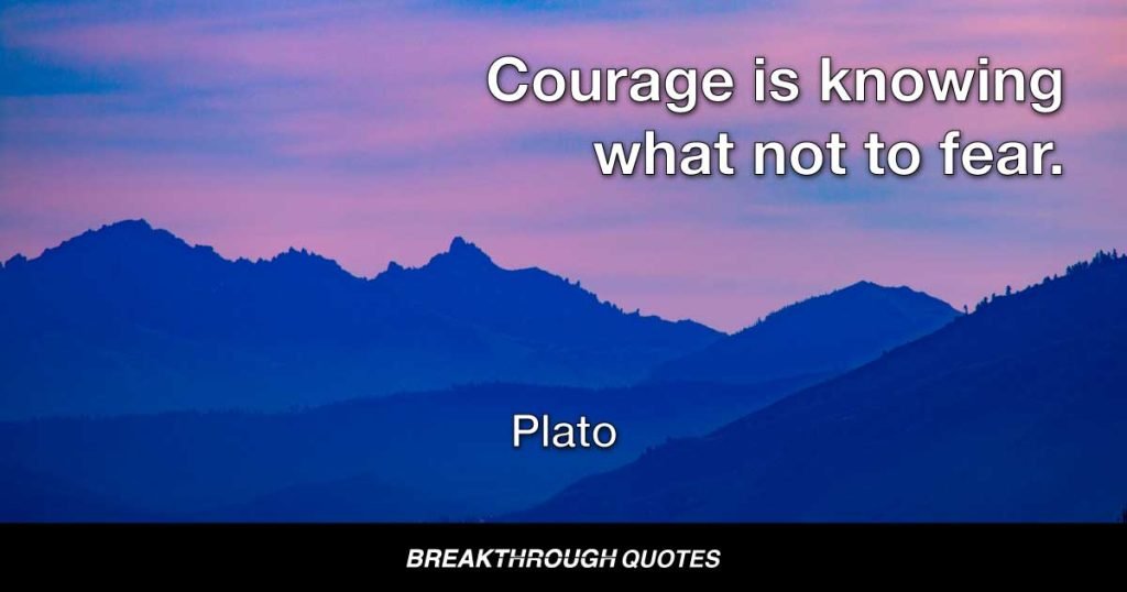 Courage is knowing what not to fear. — Plato