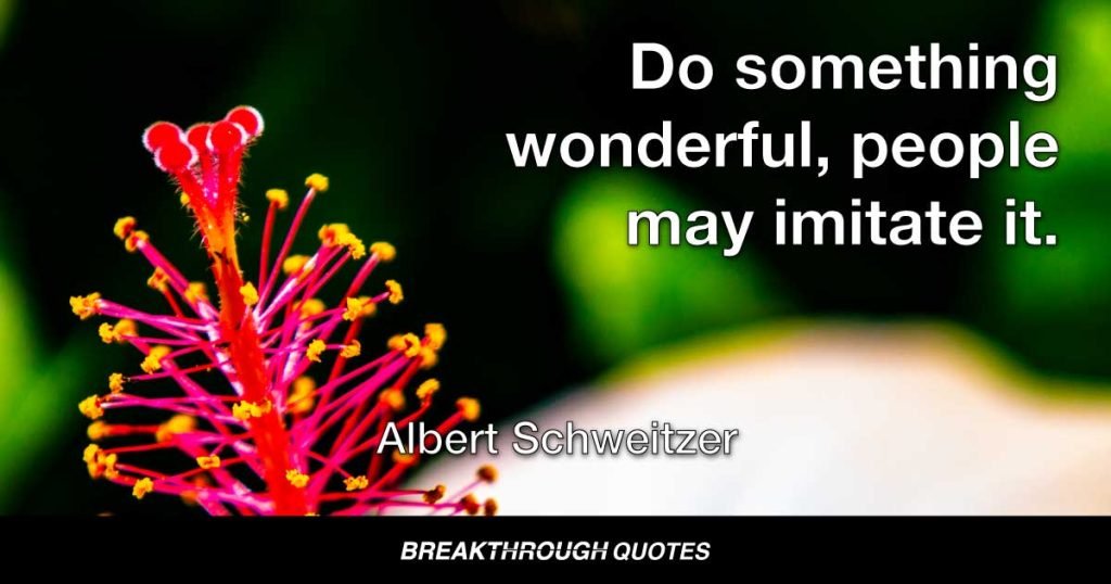 Do something wonderful, people may imitate it. — Albert Schweitzer