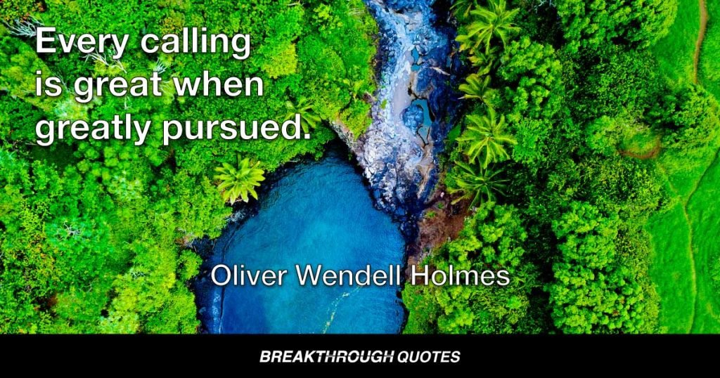 Every calling is great when greatly pursued. — Oliver Wendell Holmes