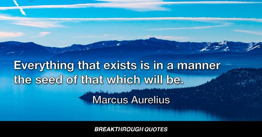 Everything that exists is in a manner the seed of that which will be. — Marcus Aurelius