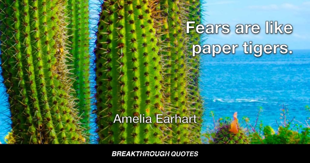 Fears are like paper tigers. — Amelia Earhart