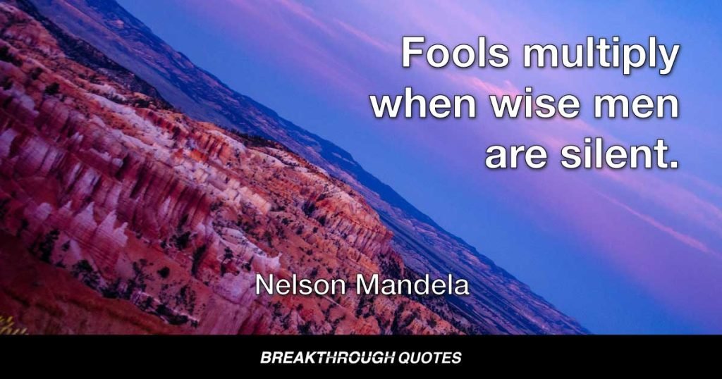 Fools multiply when wise men are silent. — Nelson Mandela