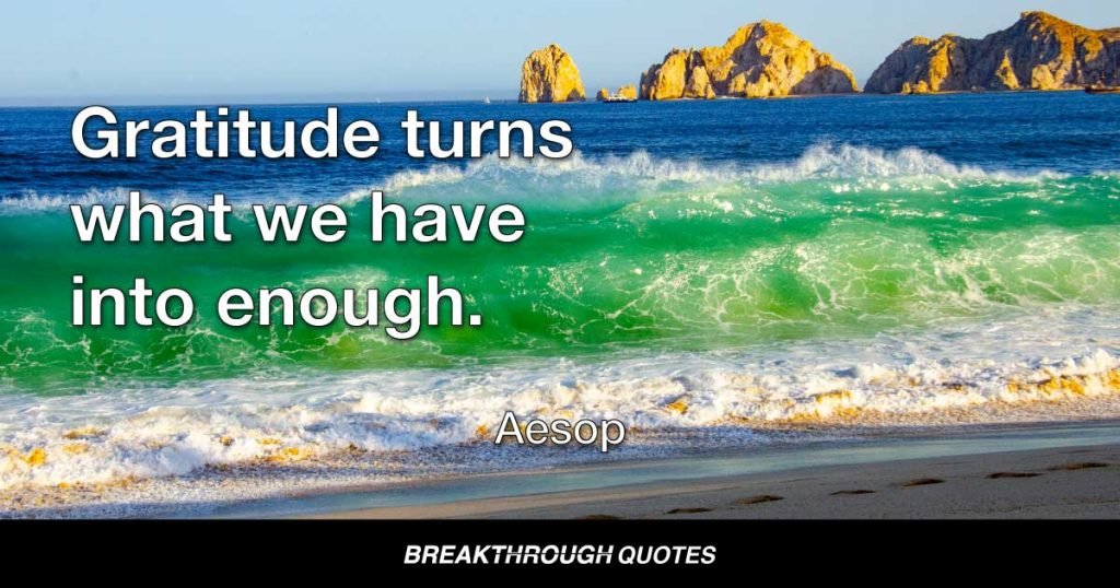 Gratitude turns what we have into enough. — Aesop