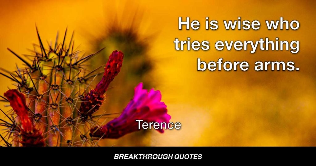 He is wise who tries everything before arms. — Terence