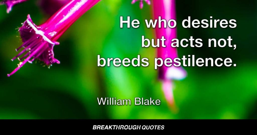 He who desires but acts not, breeds pestilence. — William Blake