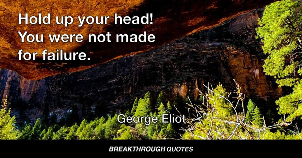 Hold up your head! You were not made for failure. — George Eliot
