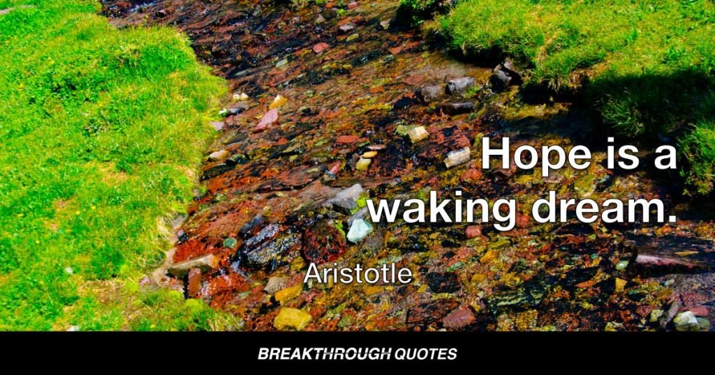 Hope is a waking dream. — Aristotle