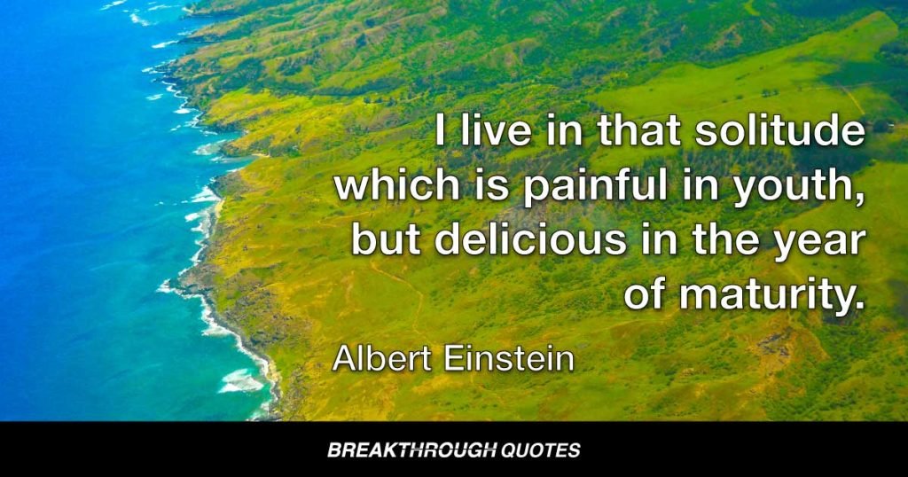 I live in that solitude which is painful in youth, but delicious in the year of maturity. — Albert Einstein