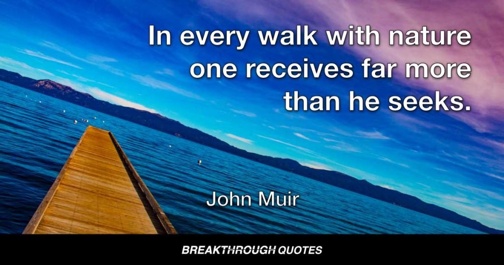 In every walk with nature one receives far more than he seeks. — John Muir