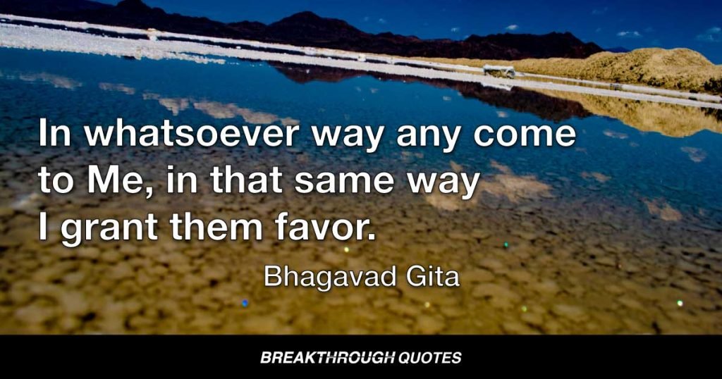 In whatsoever way any come to Me, in that same way I grant them favor. — Bhagavad Gita