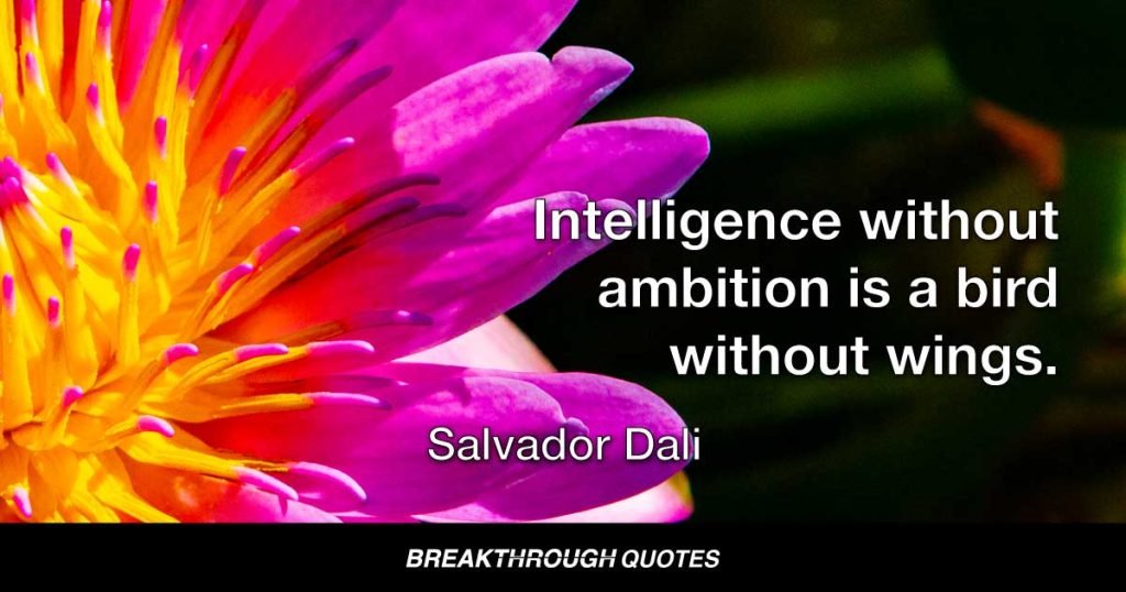 Intelligence without ambition is a bird without wings. — Salvador Dali