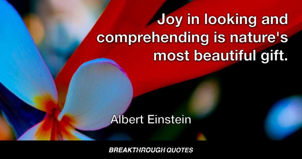 Joy in looking and comprehending is nature's most beautiful gift. — Albert Einstein