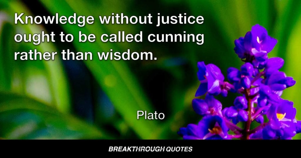 Knowledge without justice ought to be called cunning rather than wisdom. — Plato