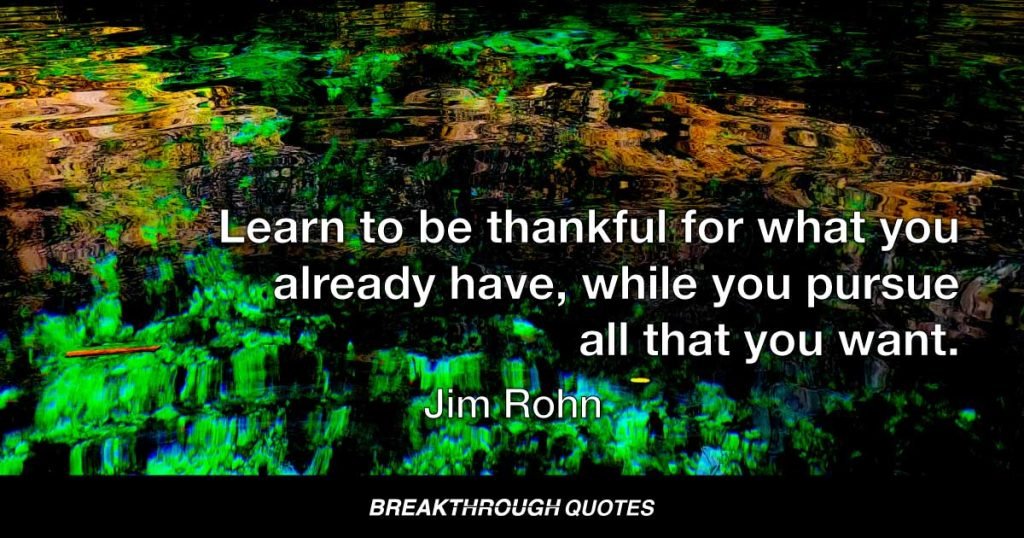 Learn to be thankful for what you already have, while you pursue all that you want. — Jim Rohn