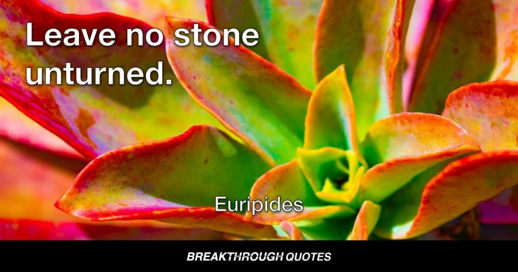 Leave no stone unturned. — Euripides