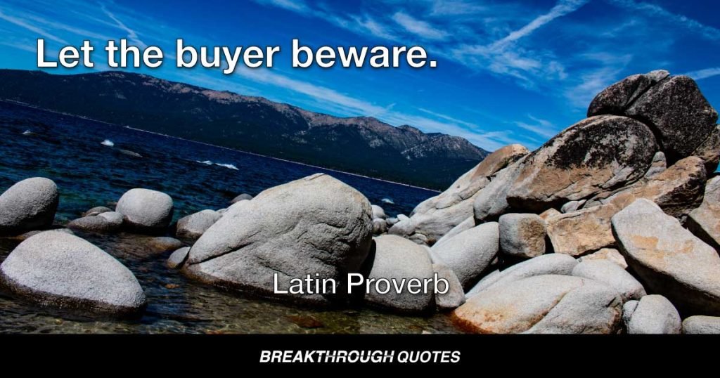 Let the buyer beware. — Latin Proverb