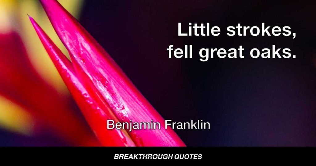 Little strokes, fell great oaks. — Benjamin Franklin