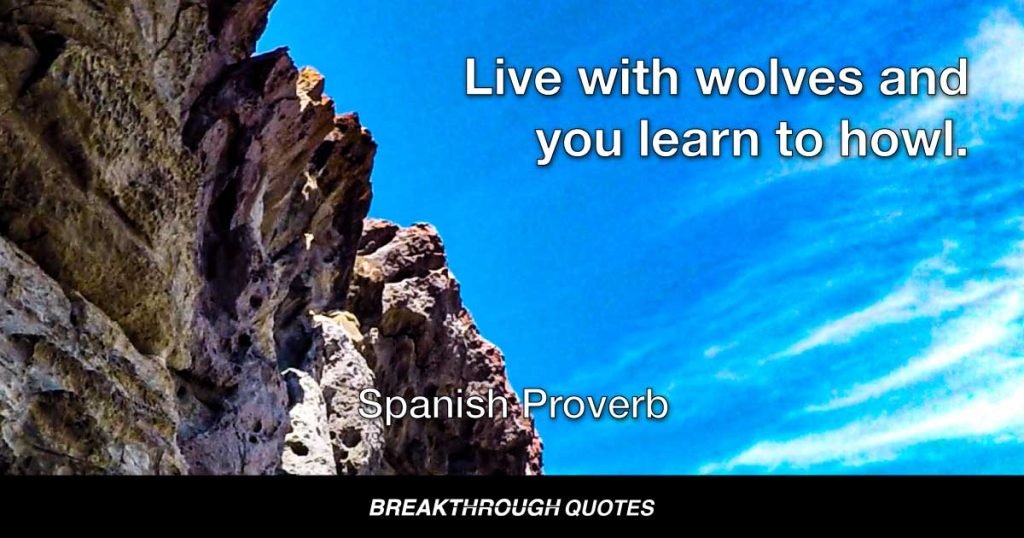 Live with wolves and you learn to howl. — Spanish Proverb