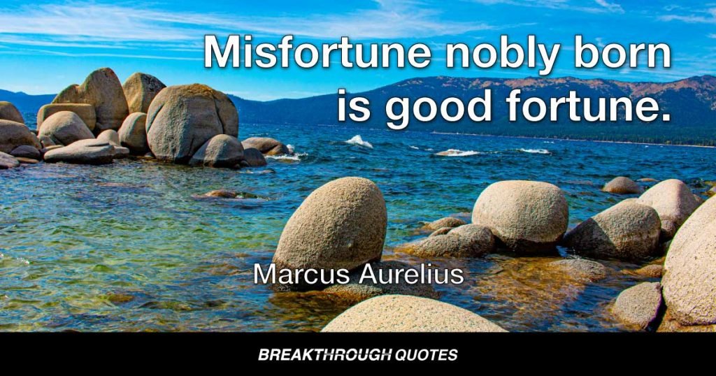 Misfortune nobly born is good fortune. — Marcus Aurelius