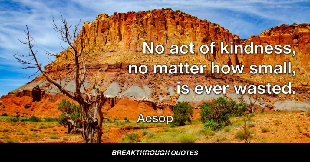 No act of kindness, no matter how small, is ever wasted. — Aesop