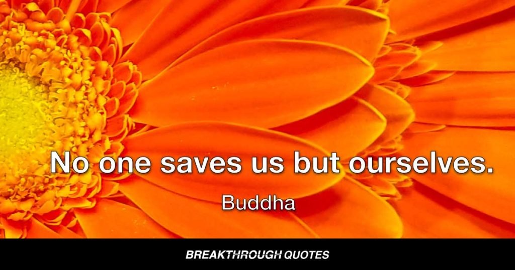 No one saves us but ourselves. No one can and no one may. We ourselves must walk the path. — Buddha