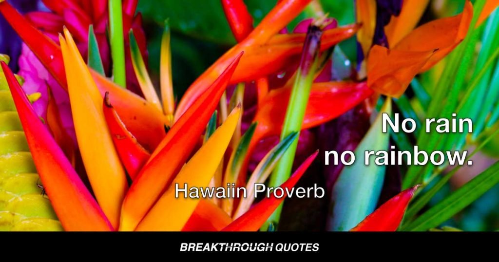 No rain no rainbow. — Hawaiin Proverb