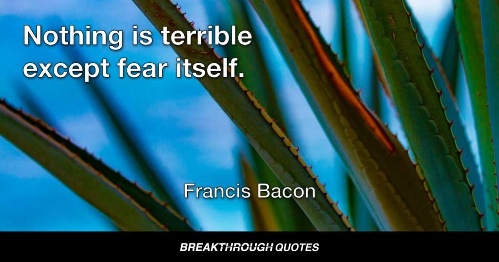 Nothing is terrible except fear itself. — Francis Bacon