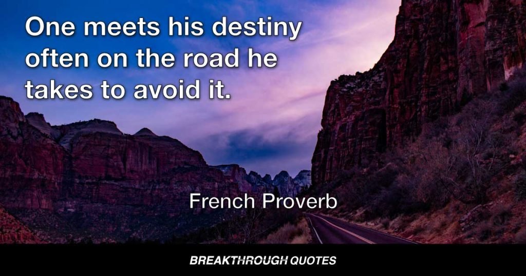One meets his destiny often in the road he takes to avoid it. — French Proverb
