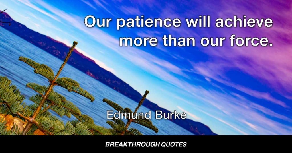 Our patience will achieve more than our force. — Edmund Burke