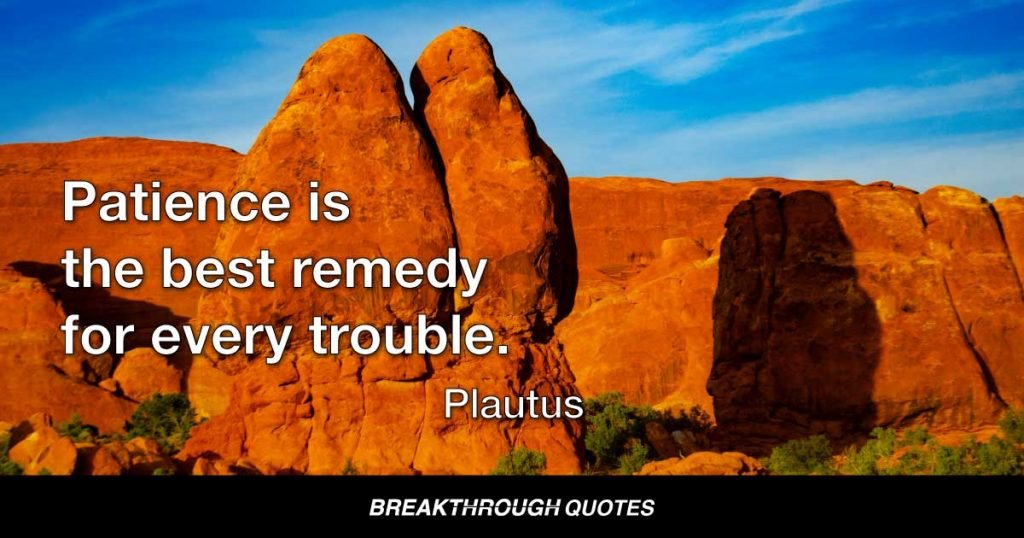 Patience is the best remedy for every trouble. — Plautus