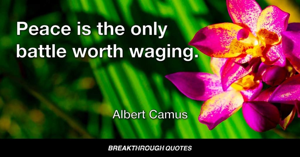 Peace is the only battle worth waging. — Albert Camus
