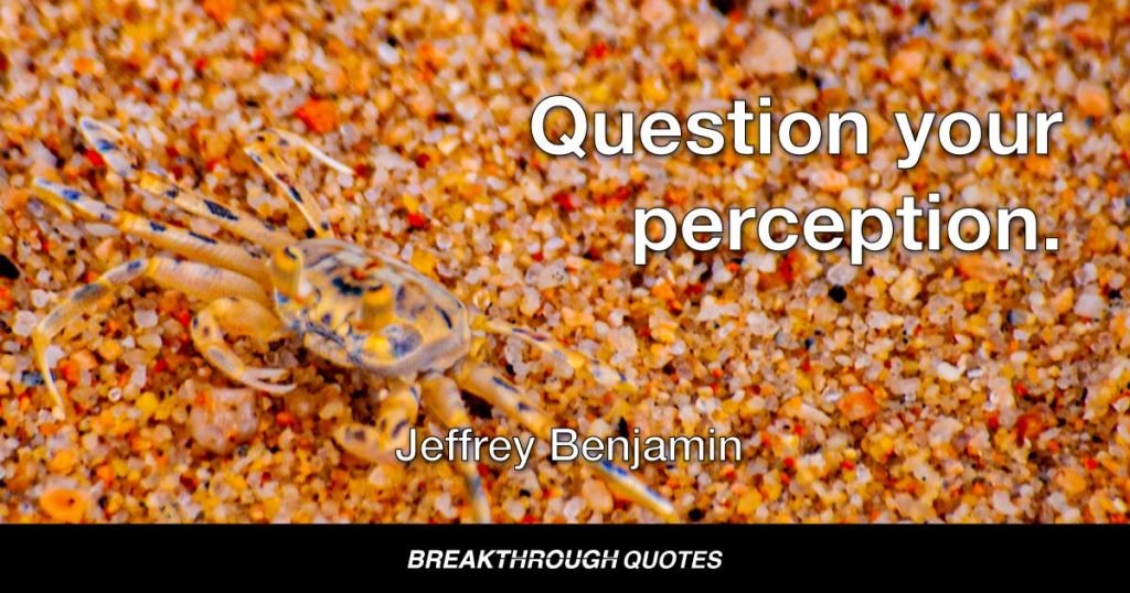 Question your perception. — Jeffrey Benjamin
