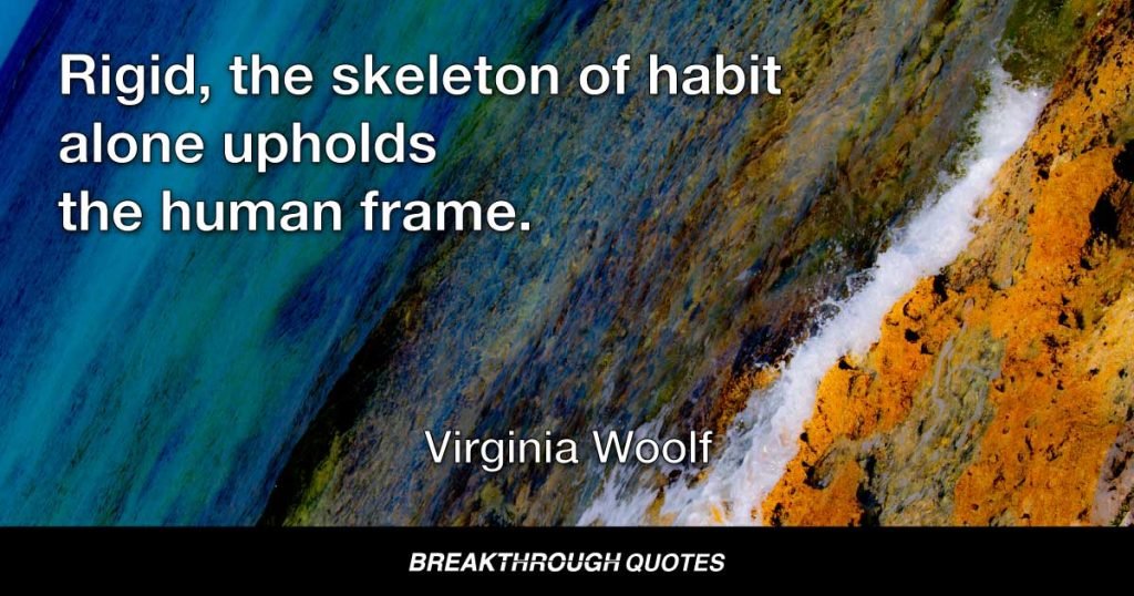Rigid, the skeleton of habit alone upholds the human frame. — Virginia Woolf