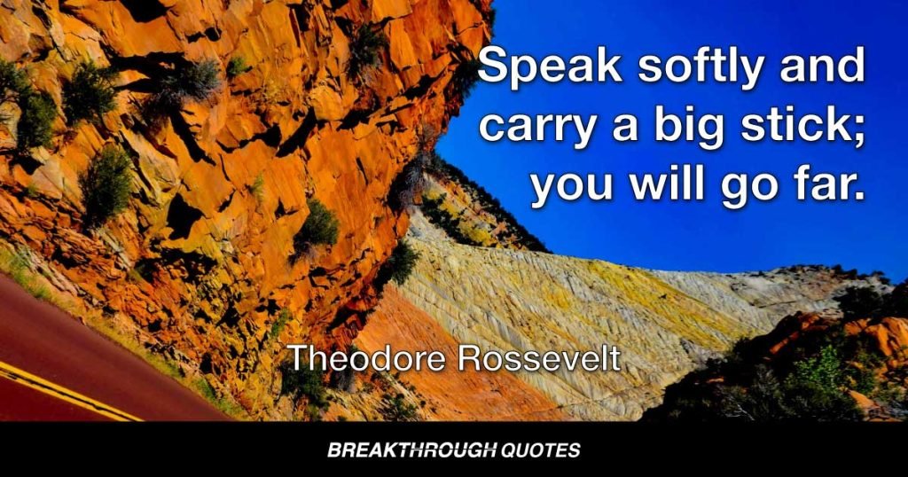 Speak softly and carry a big stick; you will go far. — Theodore Roosevelt