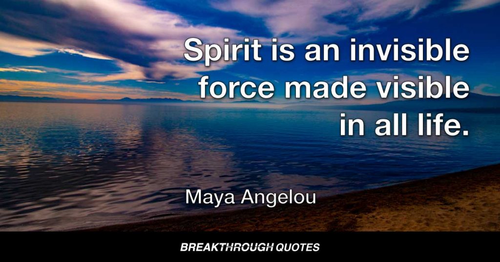 Spirit is an invisible force made visible in all life. — Maya Angelou