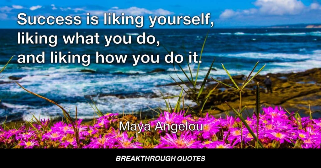 Success is liking yourself, liking what you do, and liking how you do it. — Maya Angelou