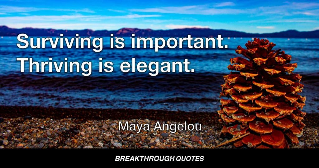 Surviving is important. Thriving is elegant. — Maya Angelou