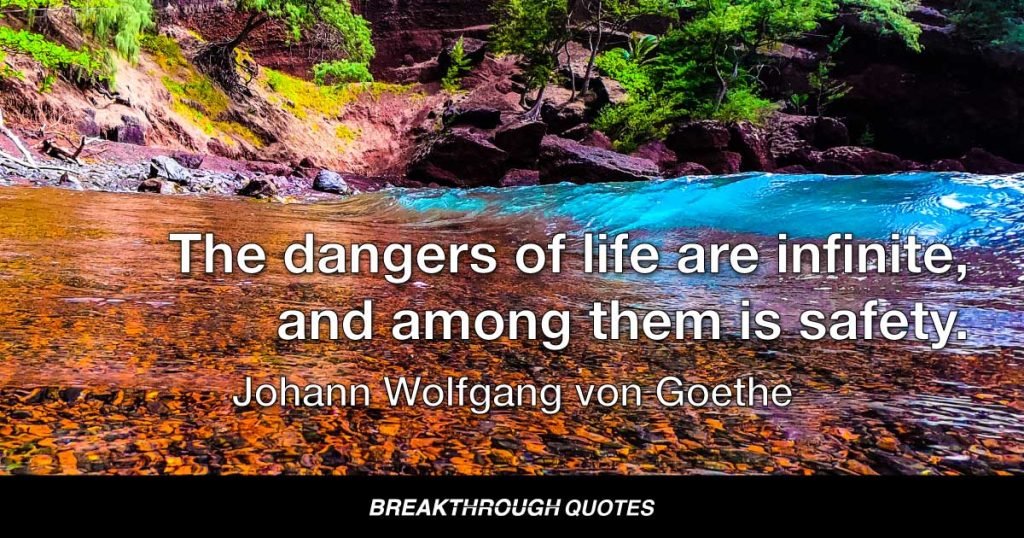 The dangers of life are infinite, and among them is safety. — Johann Wolfgang von Goethe