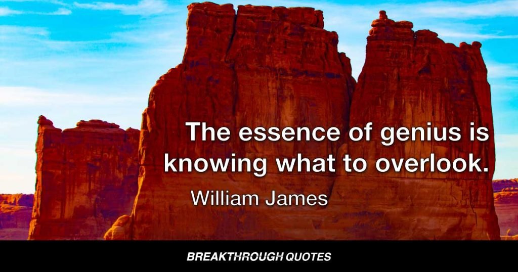 The essence of genius is knowing what to overlook. — William James