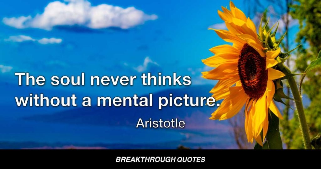 The soul never thinks without a mental picture. — Aristotle