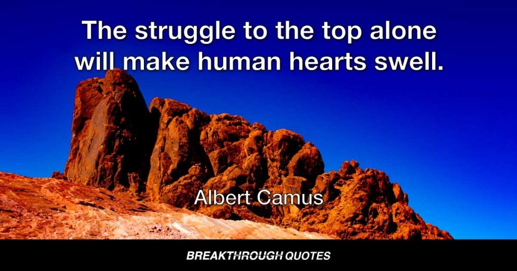 The struggle to the top alone will make human hearts swell. — Albert Camus
