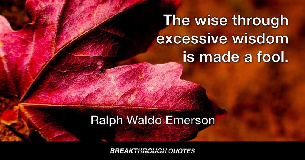 The wise through excessive wisdom is made a fool. — Ralph Waldo Emerson