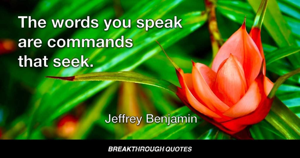 The words you speak are commands that seek. — Jeffrey Benjamin