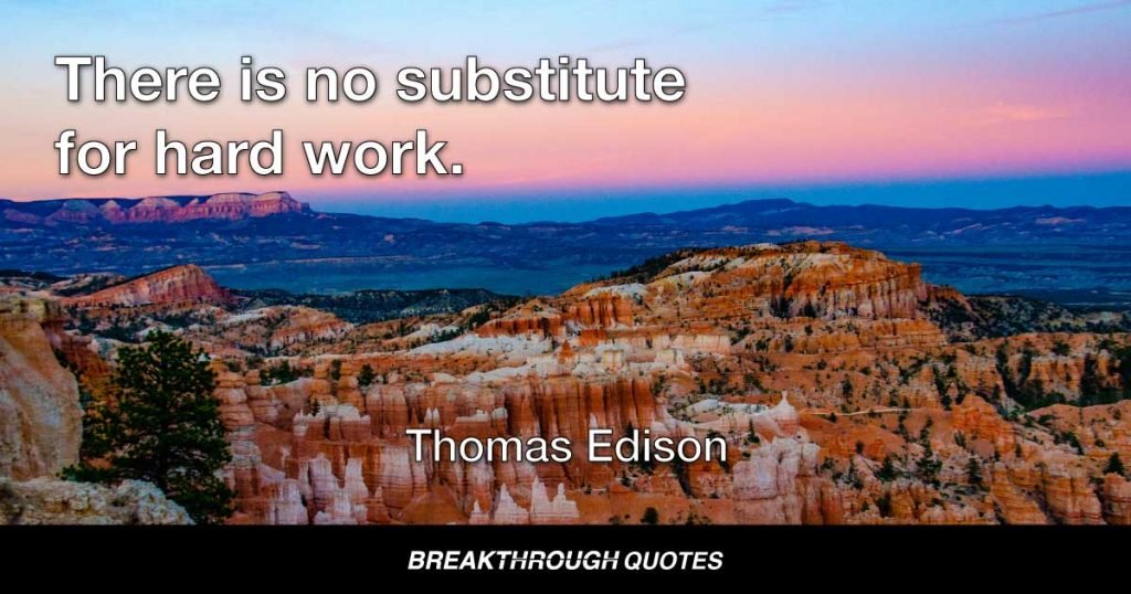 There is no substitute for hard work. — Thomas Edison