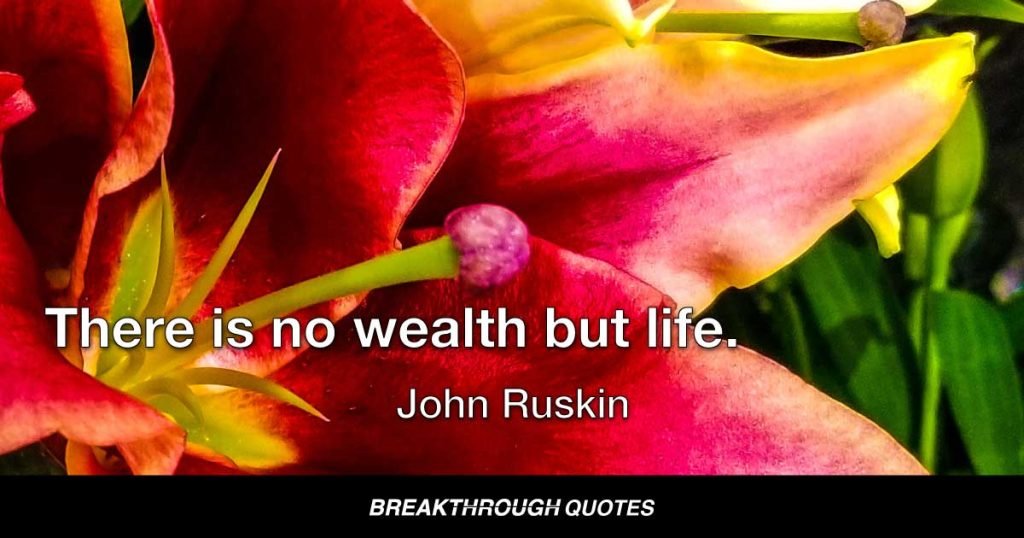 There is no wealth but life. — John Ruskin